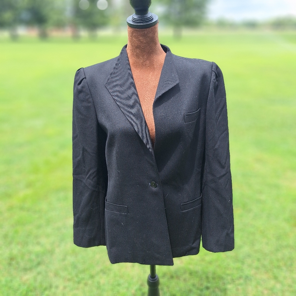 Daniel For Spellbound Women 12 Blazer Jacke Pure Wool Open Front Black Cardigan